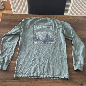 Lake Tahoe California Mountain Lake Unisex Small Sage Green Long Sleeve Shirt